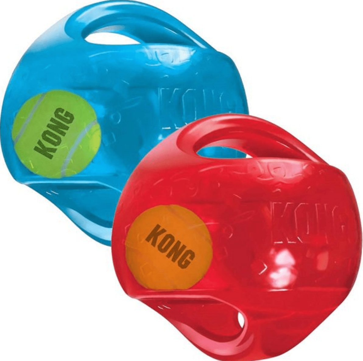 Kong Jumbler Ball dog toy on white background