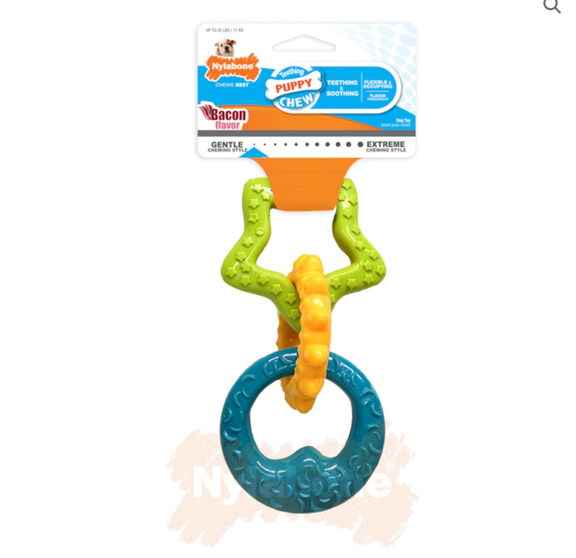 Soft textured puppy chew toy made for baby teeth