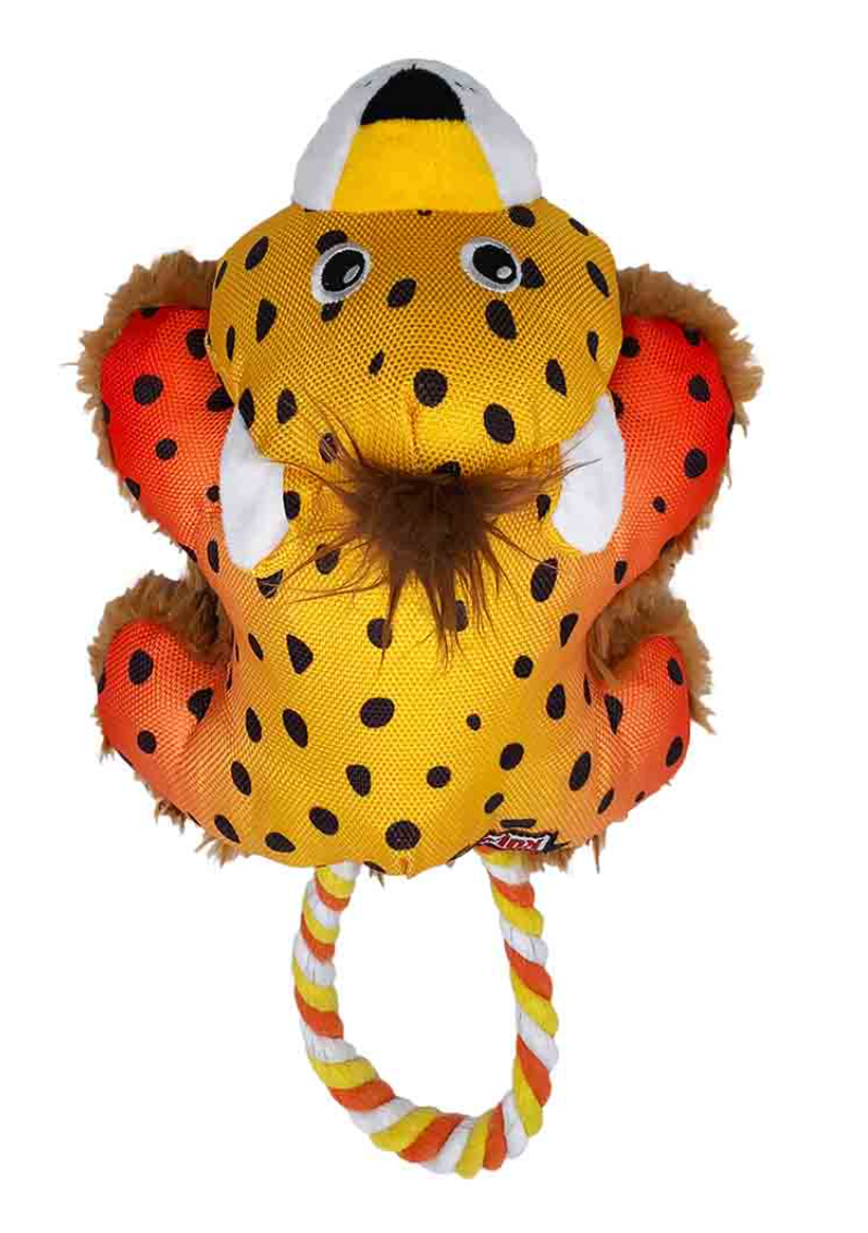 KONG Tuggs Cozie Cheetah Plush Rope Dog Toy - Dogs Go Shop