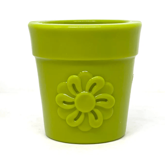 Flowerpot-shaped enrichment toy for dogs made by SodaPup