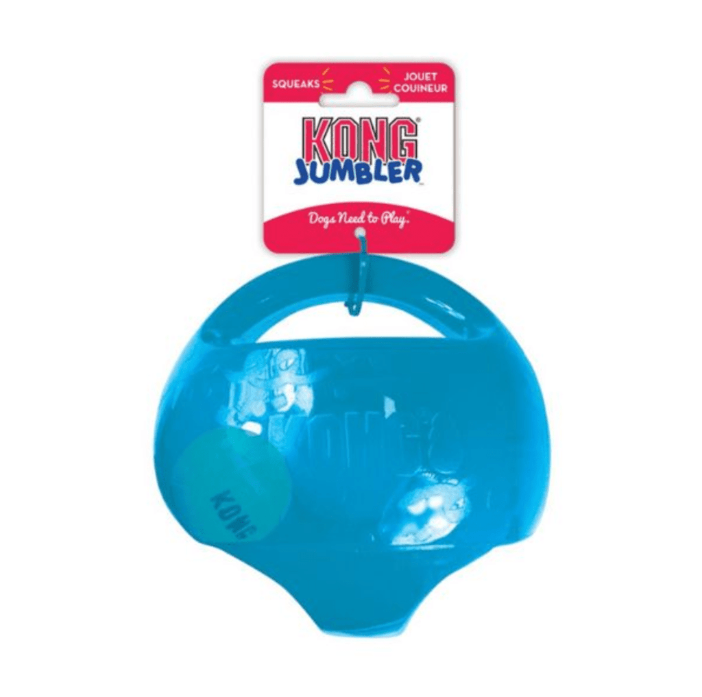 Squeaky Kong Jumbler Ball designed for fetch and chewing