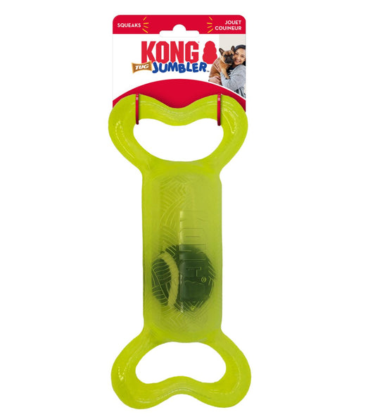 KONG Jumbler Tug Bone dog toy on white background