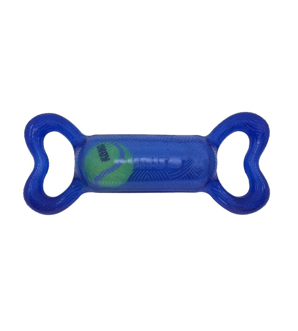 Interactive tug and fetch toy for dogs with handles