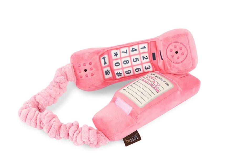 80's Classic Paw Talk Pink Corded Phone - Chewbox Natural Dog Chew - Grain & Gluten Free