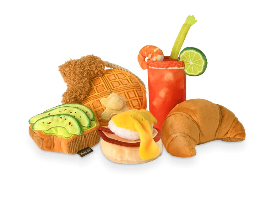 Barking Brunch Chicken & Woofles Plush Dog Toy - Chewbox Natural Dog Chew - Grain & Gluten Free