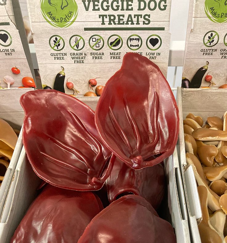Vegetable Natural Smoked / Peanut Butter Pigs Ears - Dogs Go Shop Natural Dog Chew - Grain & Gluten Free