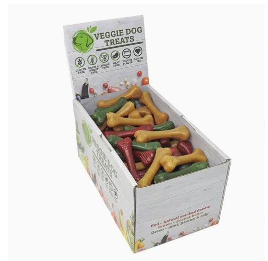 Vegetarian Nubby Bones - Peanut Butter, Kelp or Tomato - Chewbox Natural Dog Chew - Grain & Gluten Free