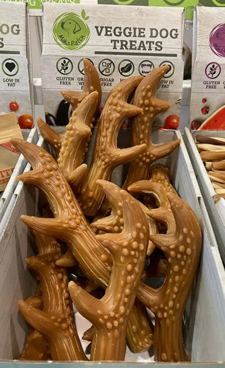 Vegetarian Peanut Butter Antlers - Dogs Go Shop Natural Dog Chew - Grain & Gluten Free